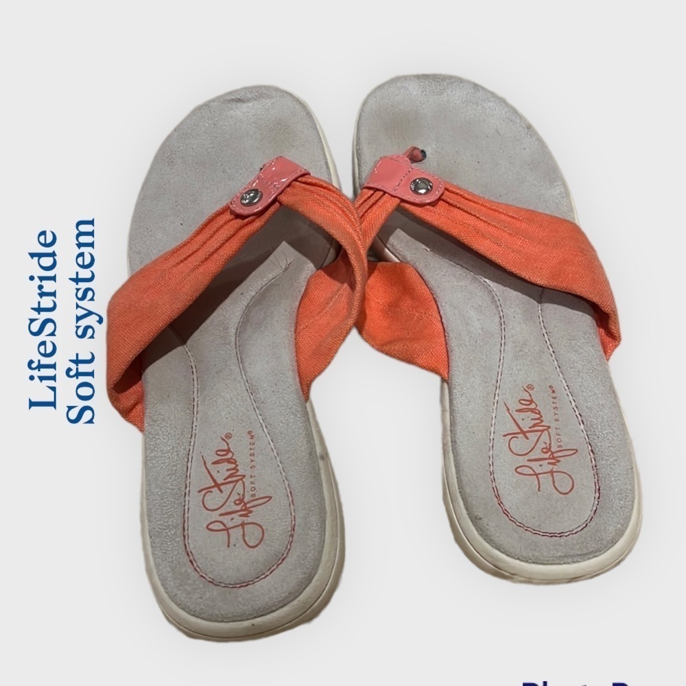 LIFE STRIDE ORANGE/PINK WOMEN SANDALS SIZE 8